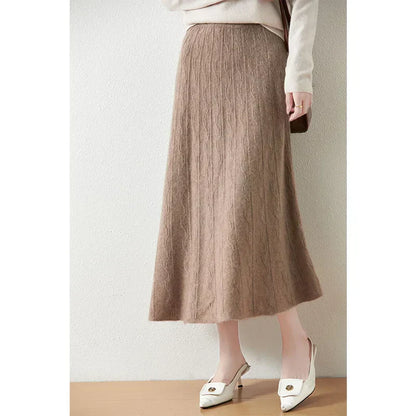 Knit Midi Skirt with Soft Feminine Everyday Styling