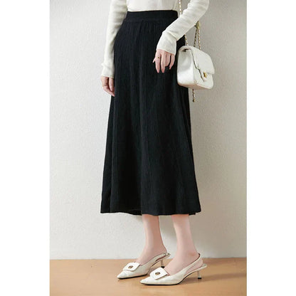 Knit Midi Skirt with Soft Feminine Everyday Styling