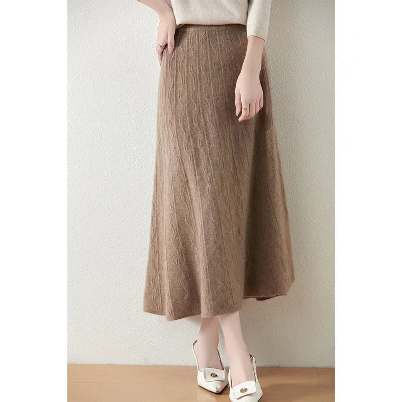 Knit Midi Skirt with Soft Feminine Everyday Styling