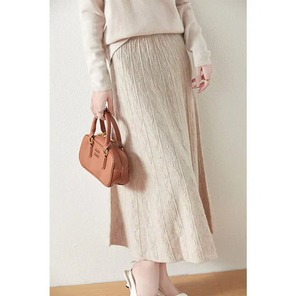 Knit Midi Skirt with Soft Feminine Everyday Styling