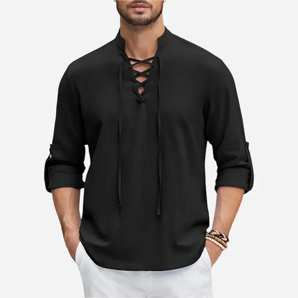 Men’s Lace-Up Long Sleeve Shirt