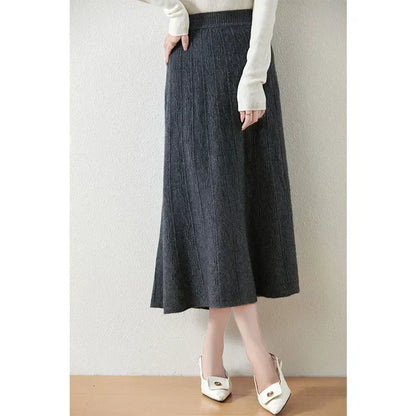 Knit Midi Skirt with Soft Feminine Everyday Styling