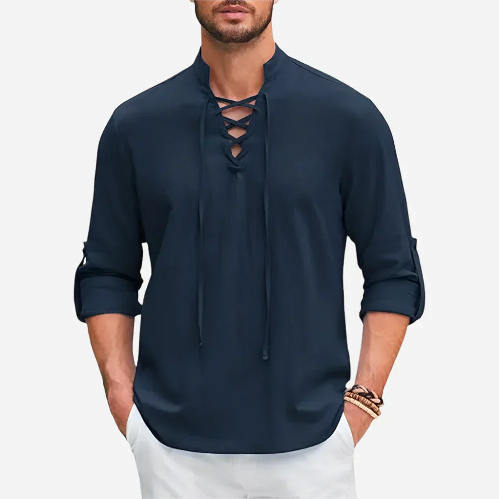 Men’s Lace-Up Long Sleeve Shirt