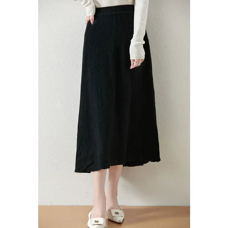 Knit Midi Skirt with Soft Feminine Everyday Styling