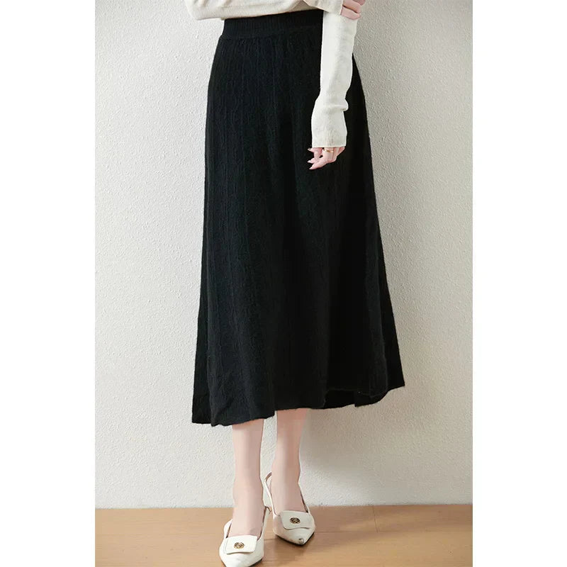 Knit Midi Skirt with Soft Feminine Everyday Styling