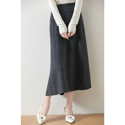 Knit Midi Skirt with Soft Feminine Everyday Styling