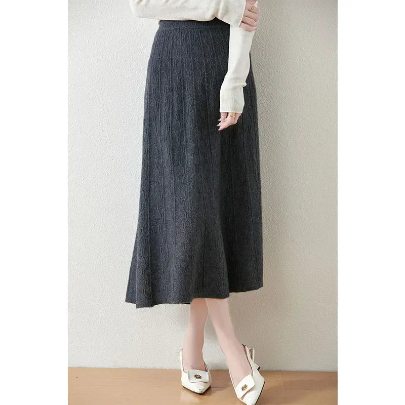 Knit Midi Skirt with Soft Feminine Everyday Styling