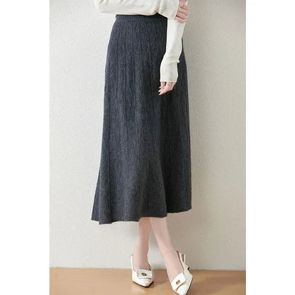 Knit Midi Skirt with Soft Feminine Everyday Styling