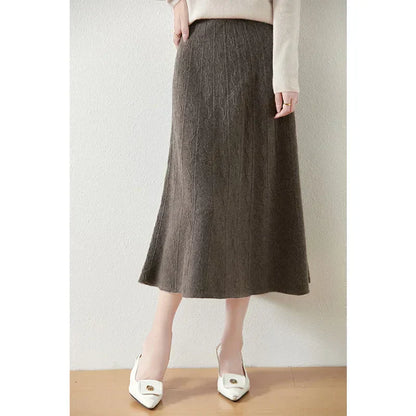 Knit Midi Skirt with Soft Feminine Everyday Styling