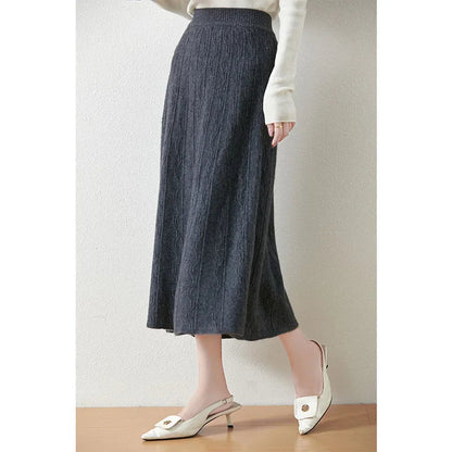 Knit Midi Skirt with Soft Feminine Everyday Styling