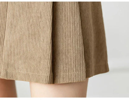 Pleated Corduroy Skirt for Chic Autumn Everyday Styling