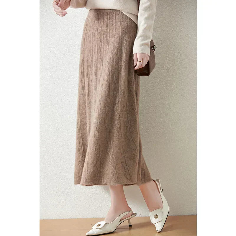 Knit Midi Skirt with Soft Feminine Everyday Styling