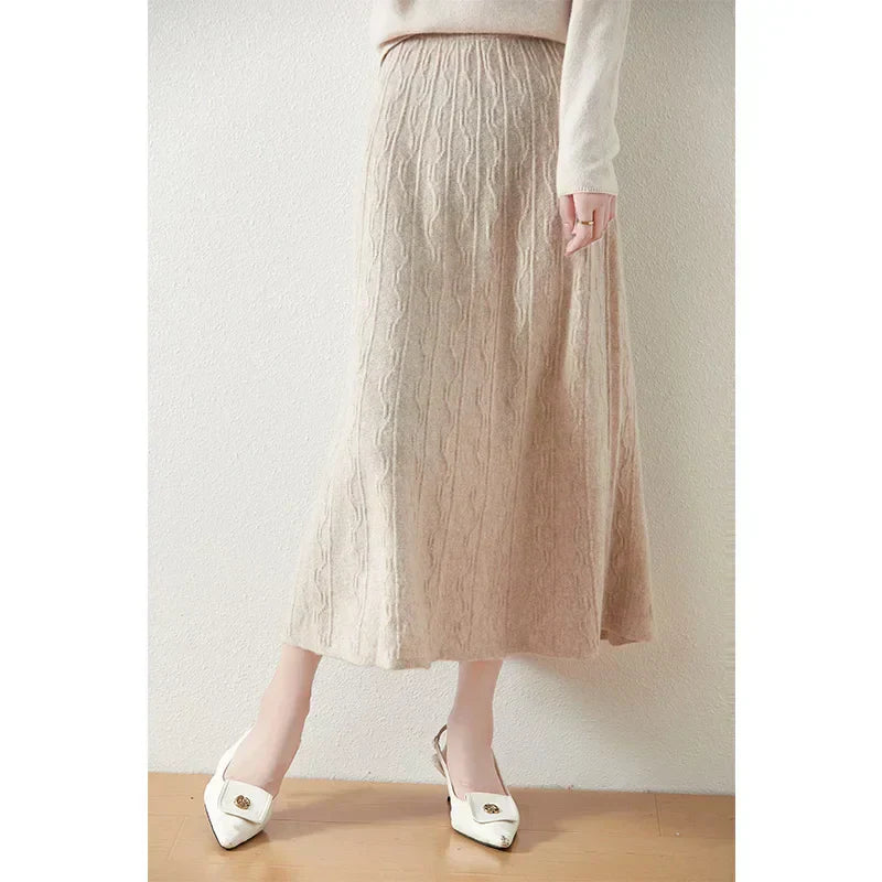 Knit Midi Skirt with Soft Feminine Everyday Styling