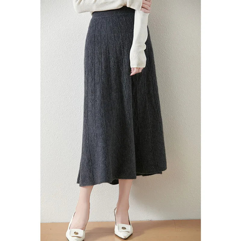Knit Midi Skirt with Soft Feminine Everyday Styling