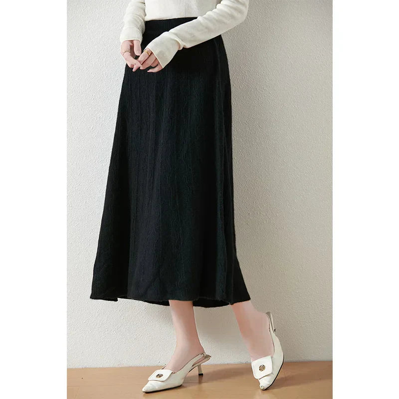Knit Midi Skirt with Soft Feminine Everyday Styling