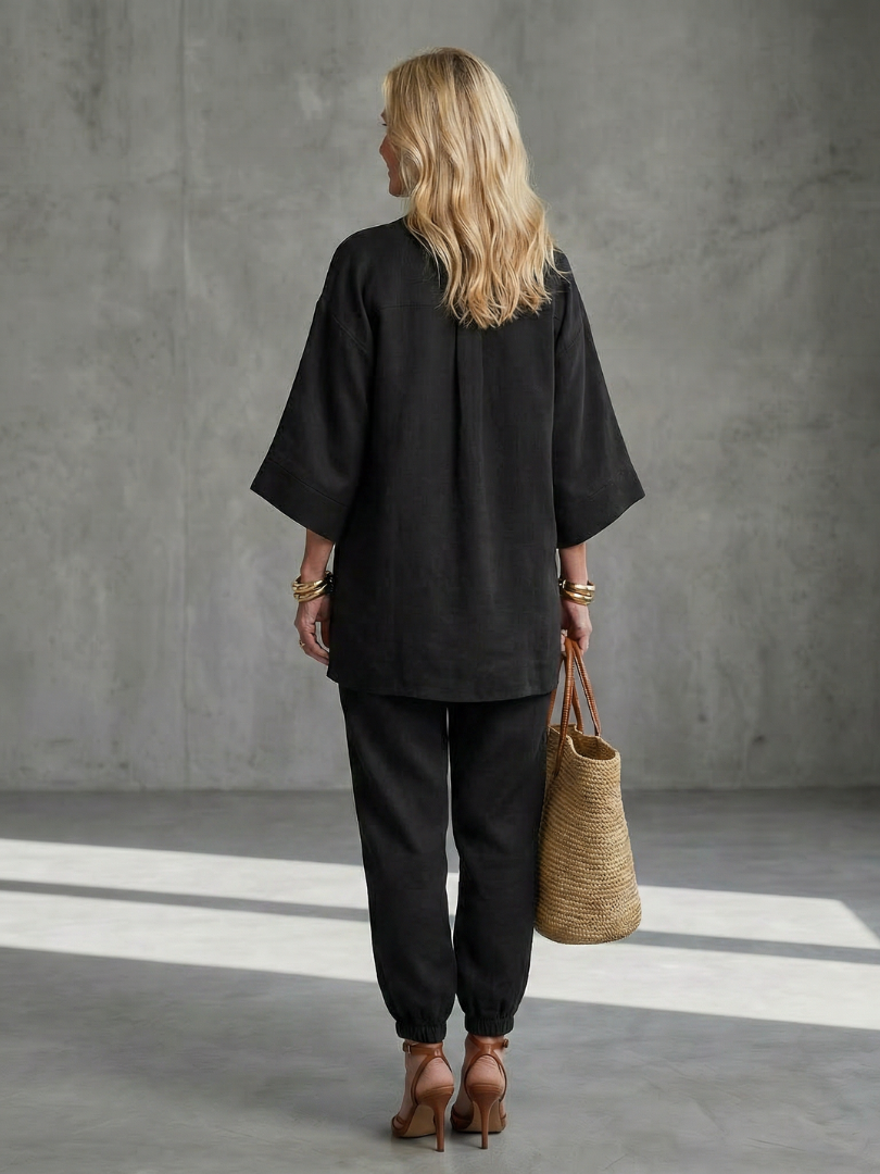 V-Neck Tunic & Ruched Trouser Set