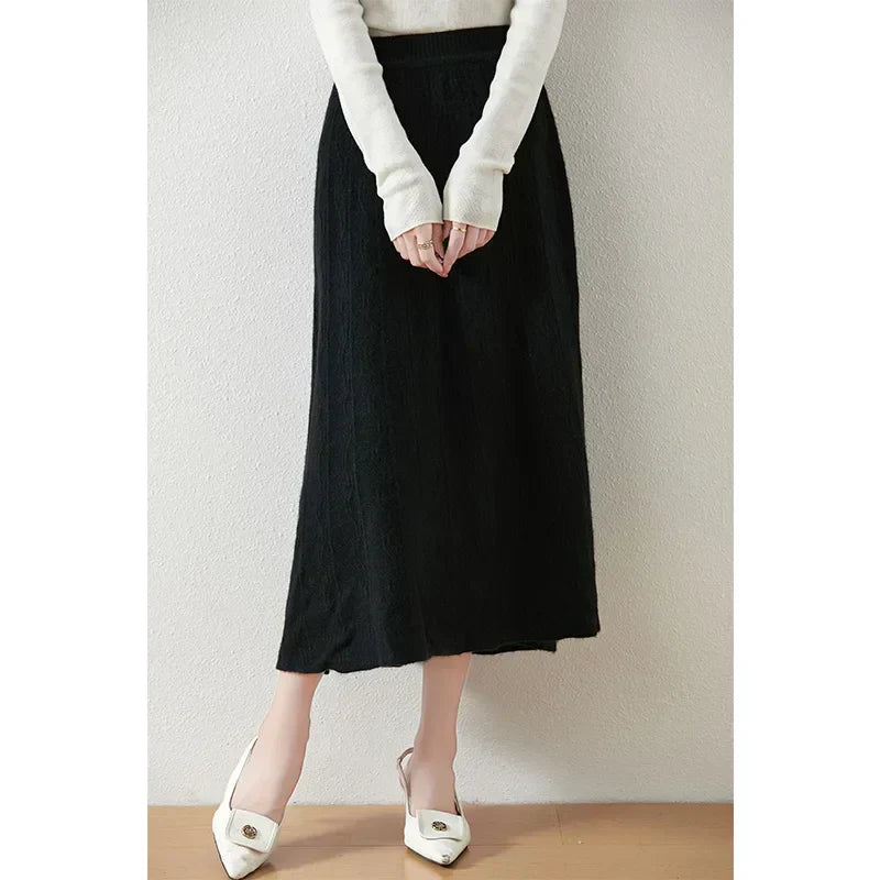 Knit Midi Skirt with Soft Feminine Everyday Styling