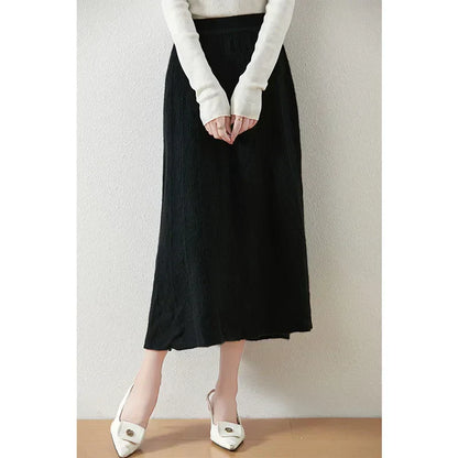 Knit Midi Skirt with Soft Feminine Everyday Styling