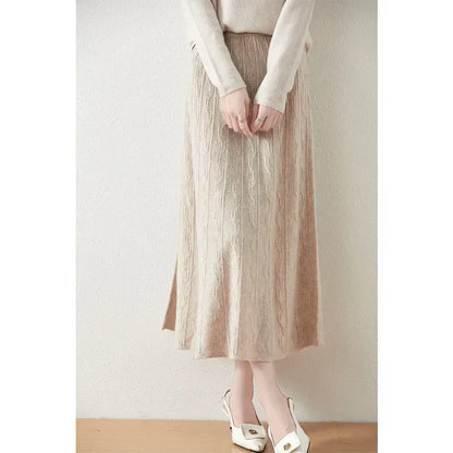 Knit Midi Skirt with Soft Feminine Everyday Styling