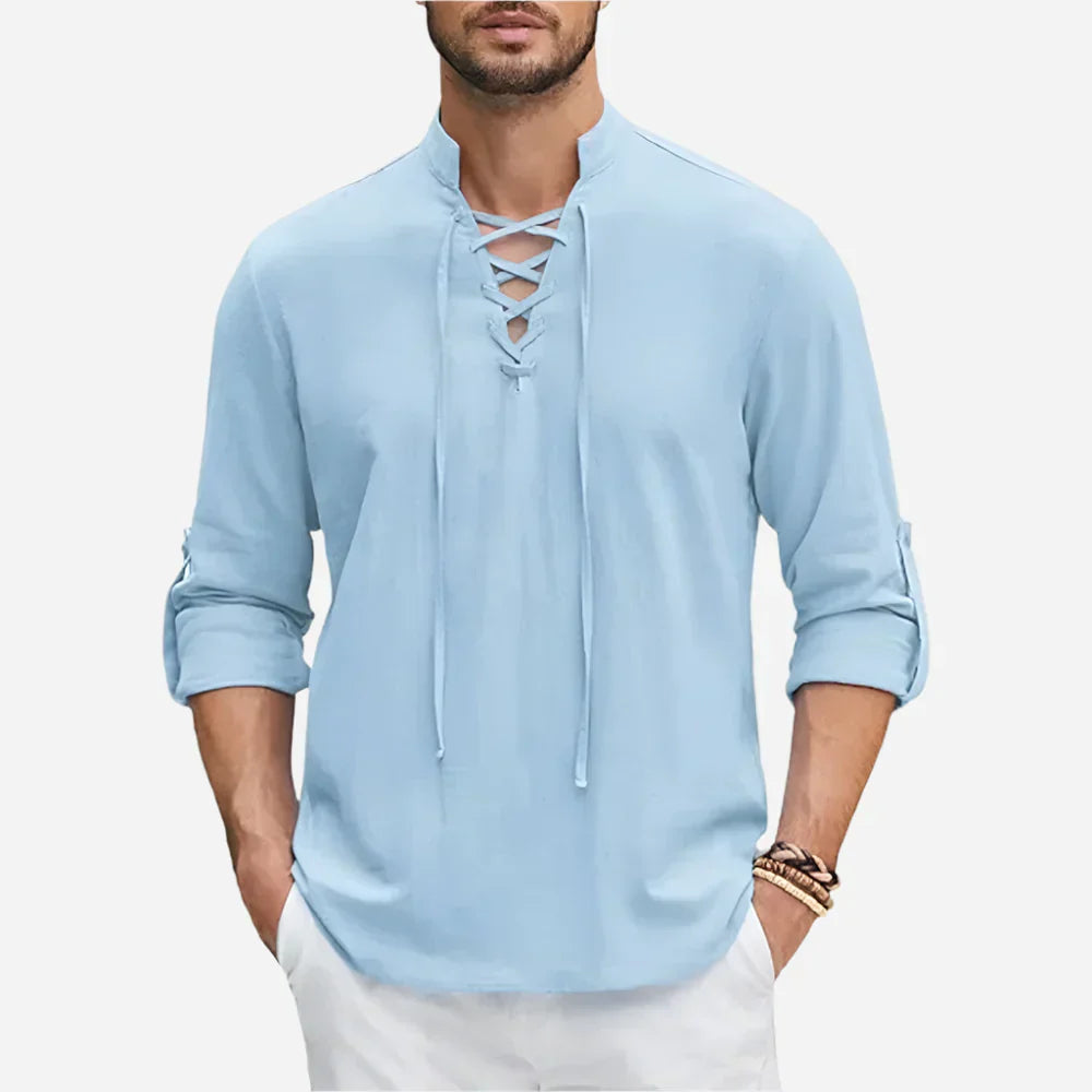 Men’s Lace-Up Long Sleeve Shirt