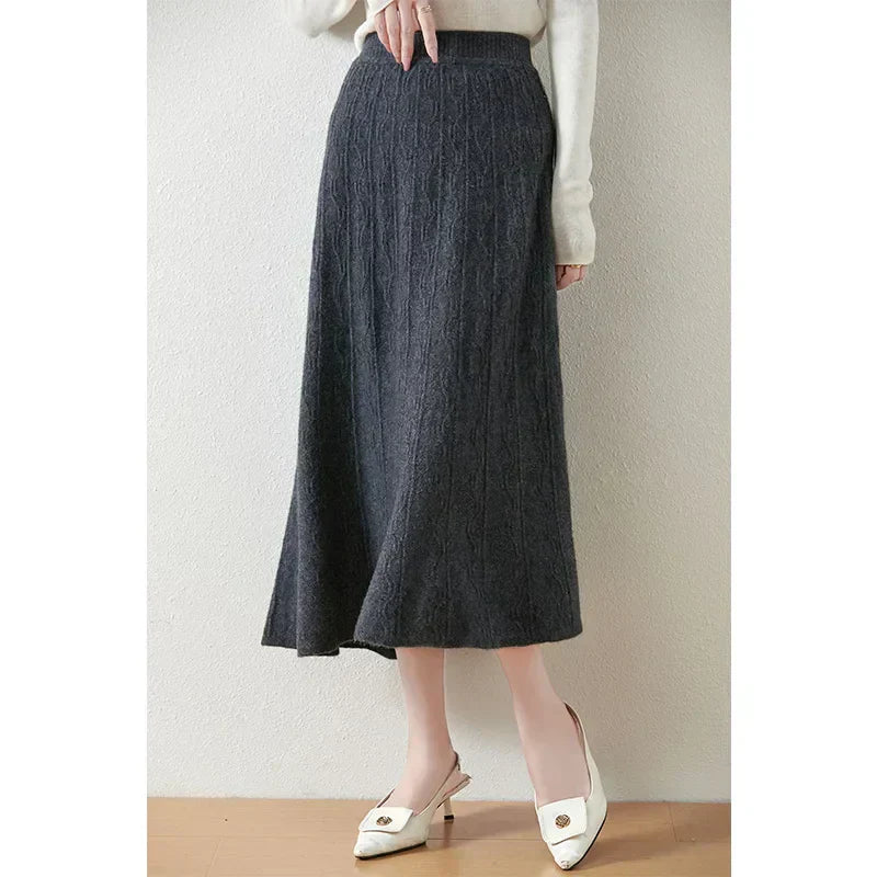 Knit Midi Skirt with Soft Feminine Everyday Styling