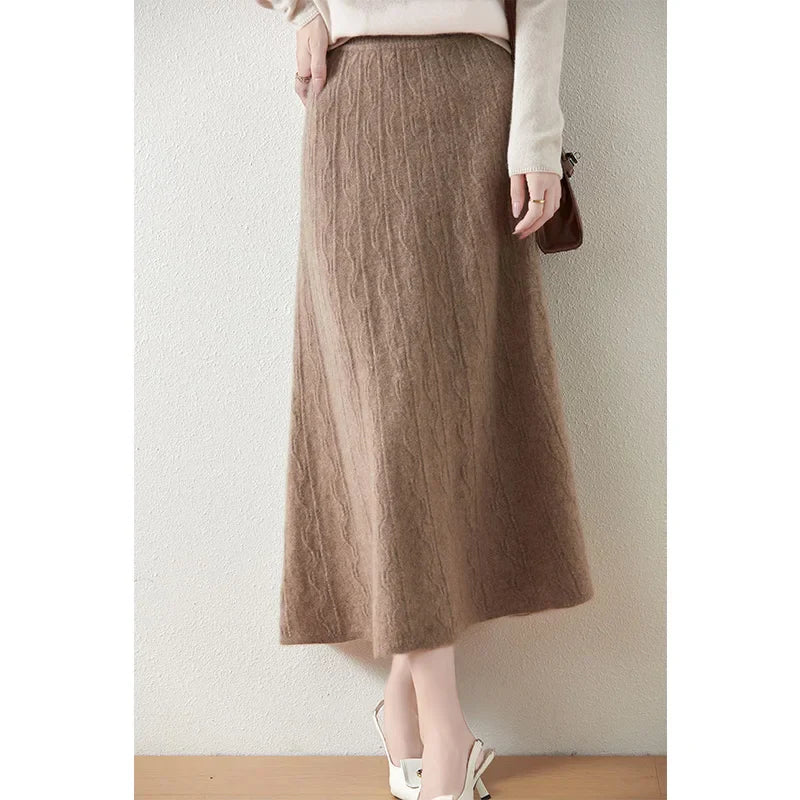 Knit Midi Skirt with Soft Feminine Everyday Styling