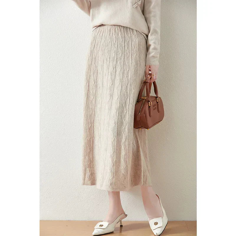 Knit Midi Skirt with Soft Feminine Everyday Styling