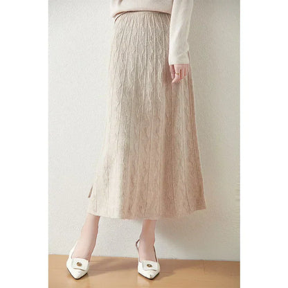 Knit Midi Skirt with Soft Feminine Everyday Styling