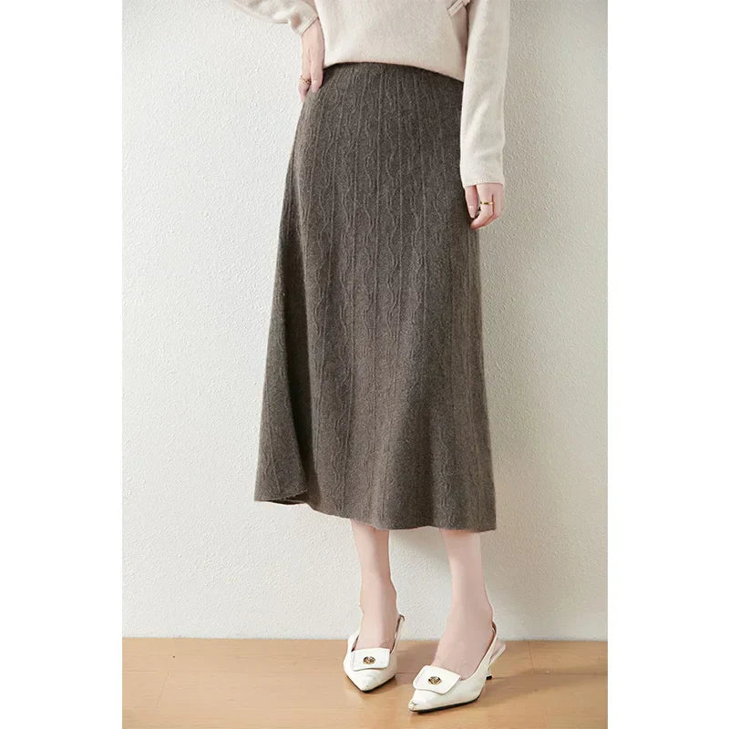 Knit Midi Skirt with Soft Feminine Everyday Styling