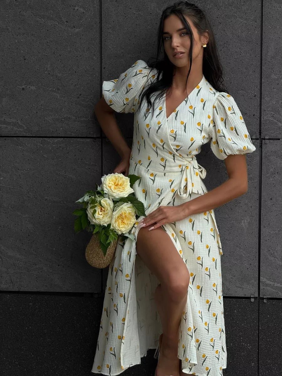 Summer Dress Women Midi Wrap Dress