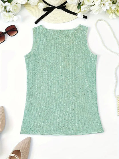 Summer Top With Sequins And V Neckline For Party Look