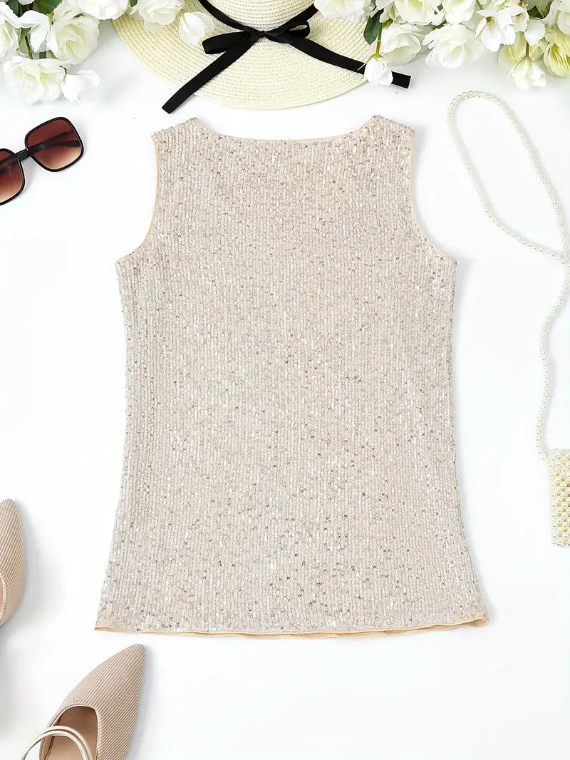 Summer Top With Sequins And V Neckline For Party Look