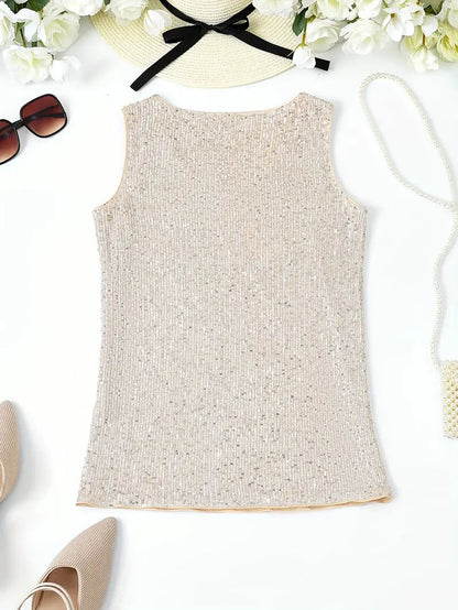 Summer Top With Sequins And V Neckline For Party Look