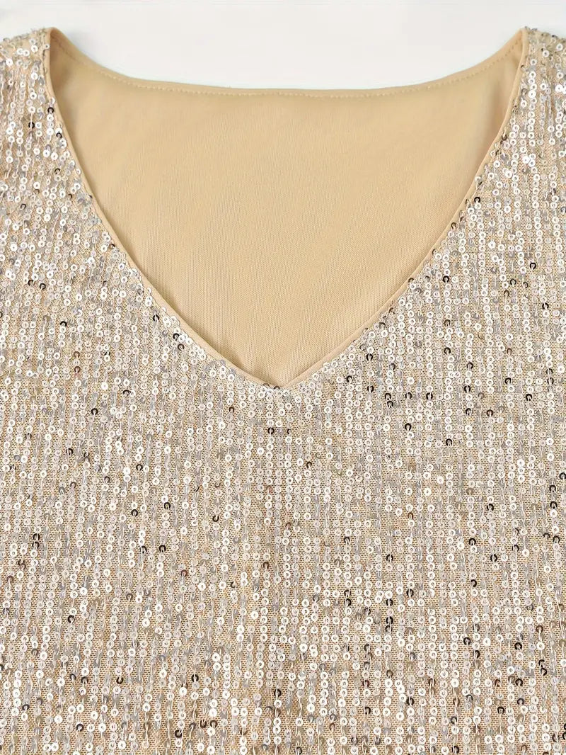 Summer Top With Sequins And V Neckline For Party Look
