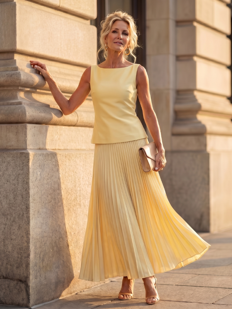 Structured Bodice & Pleated Skirt Set