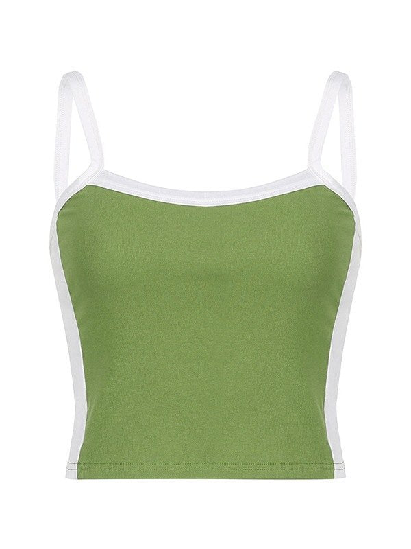 Vintage Crop Cami Top with Contrast Stripes Elastane