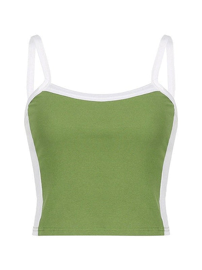 Vintage Crop Cami Top with Contrast Stripes Elastane