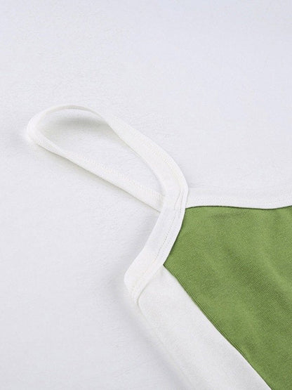Vintage Crop Cami Top with Contrast Stripes Elastane