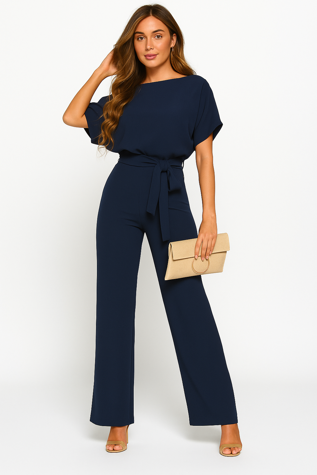 Ponte Knit Batwing Jumpsuit for Elegant Everyday Styling