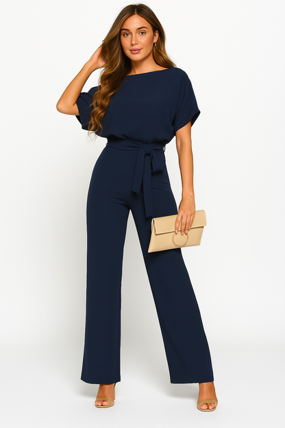 Ponte Knit Batwing Jumpsuit for Elegant Everyday Styling