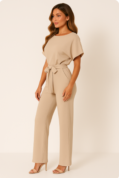 Ponte Knit Batwing Jumpsuit for Elegant Everyday Styling
