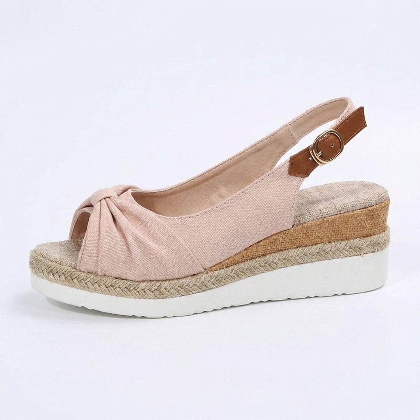 Women's Open Toe Slingback Sandals - Braided Espadrille Wedge