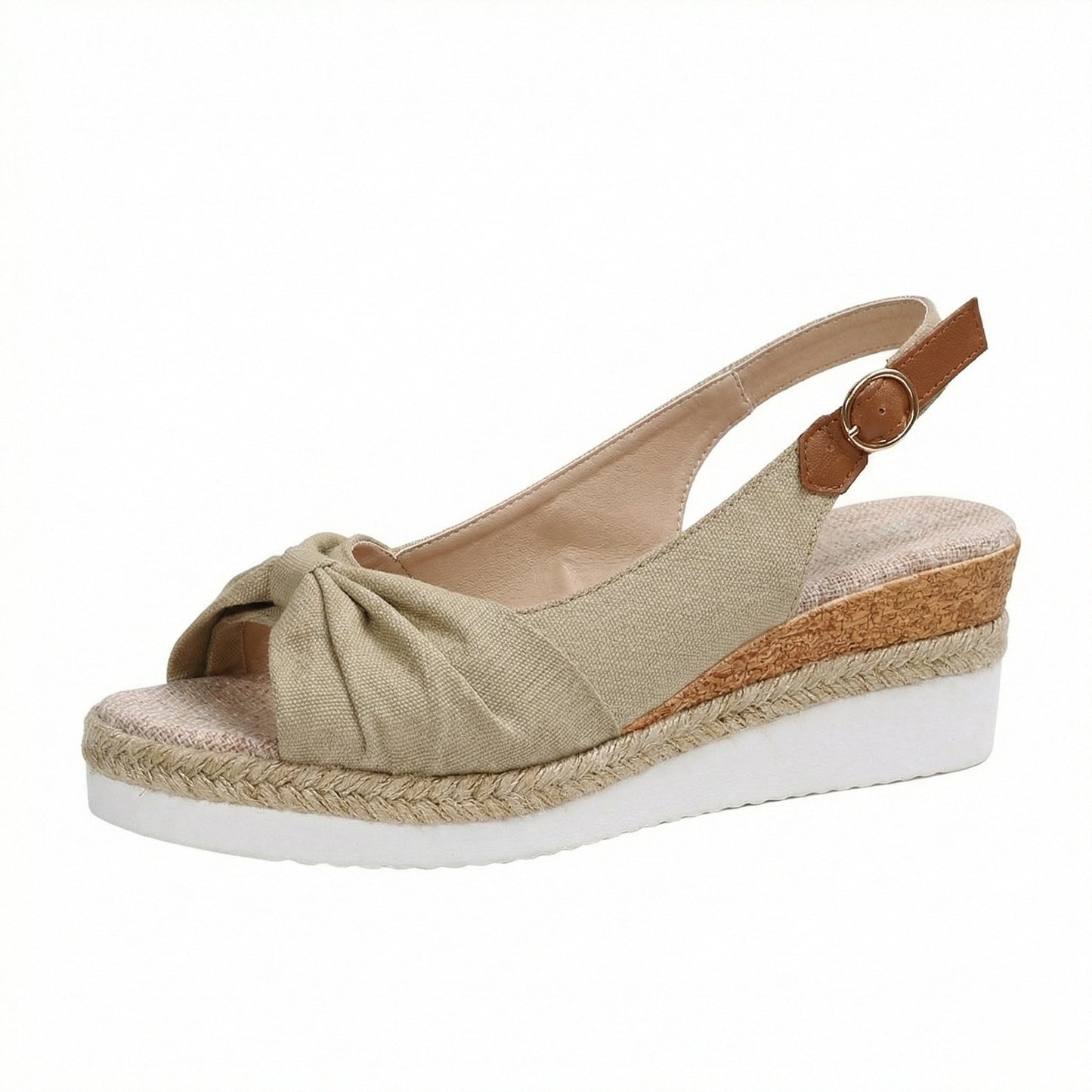Women's Open Toe Slingback Sandals - Braided Espadrille Wedge