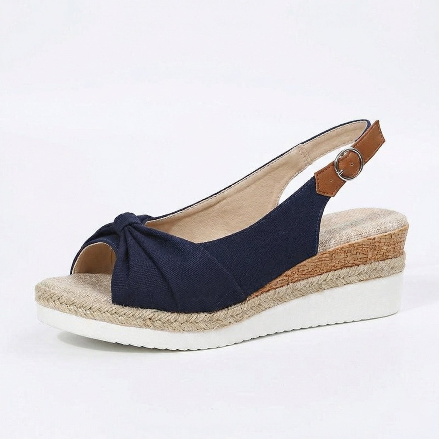 Women's Open Toe Slingback Sandals - Braided Espadrille Wedge