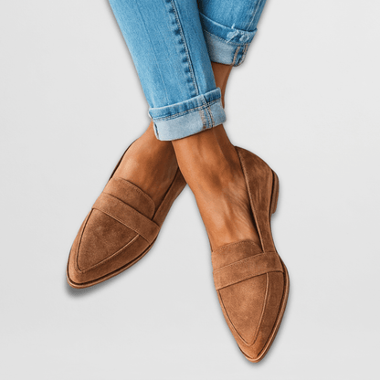Women's Pointed Toe Slip-On Loafers - Matte Suede Finish