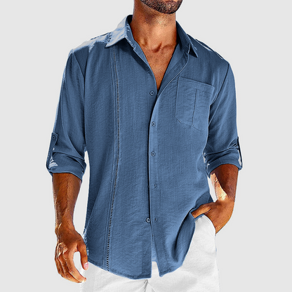 Men's Long Sleeve Linen Feel Overshirt