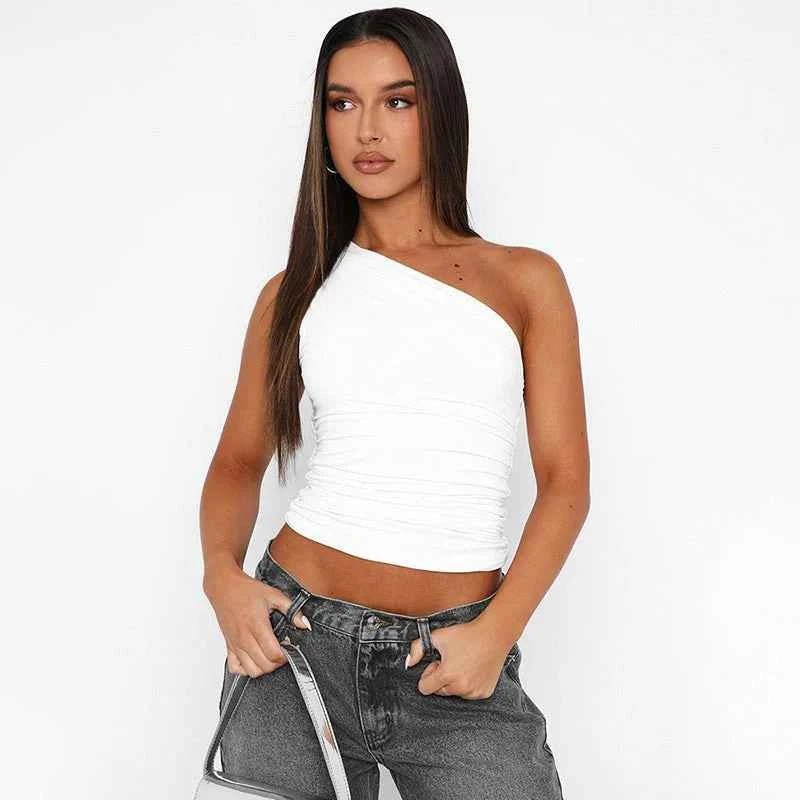 One-Shoulder Ruched Top for Elegant Statement Styling Looks