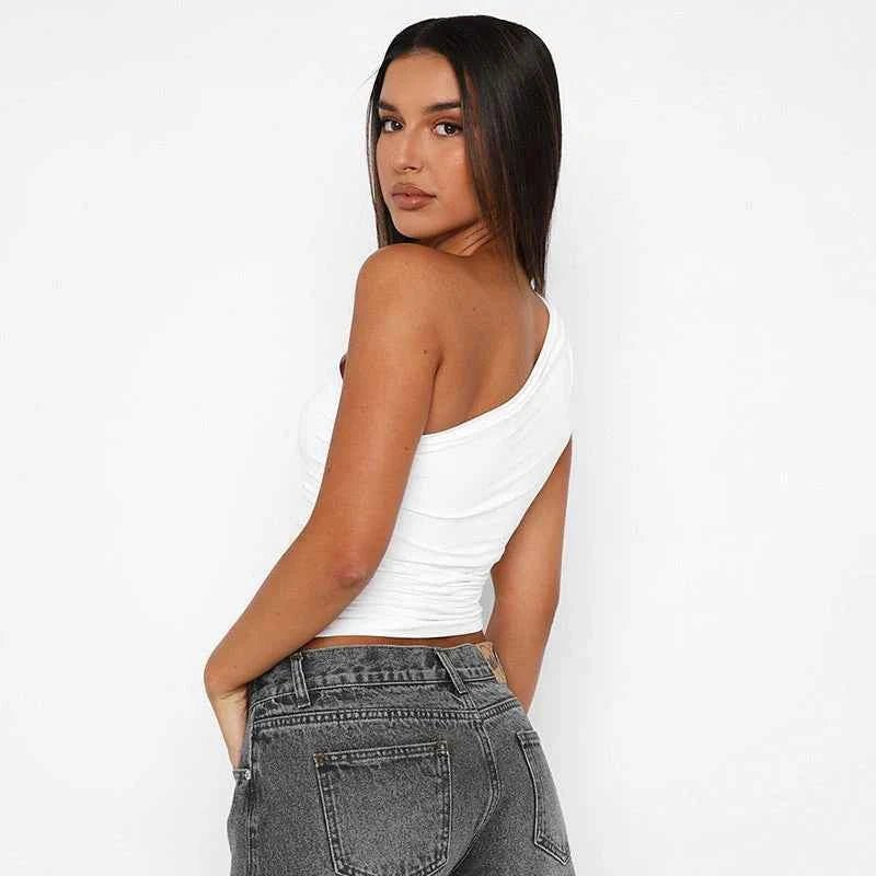 One-Shoulder Ruched Top for Elegant Statement Styling Looks