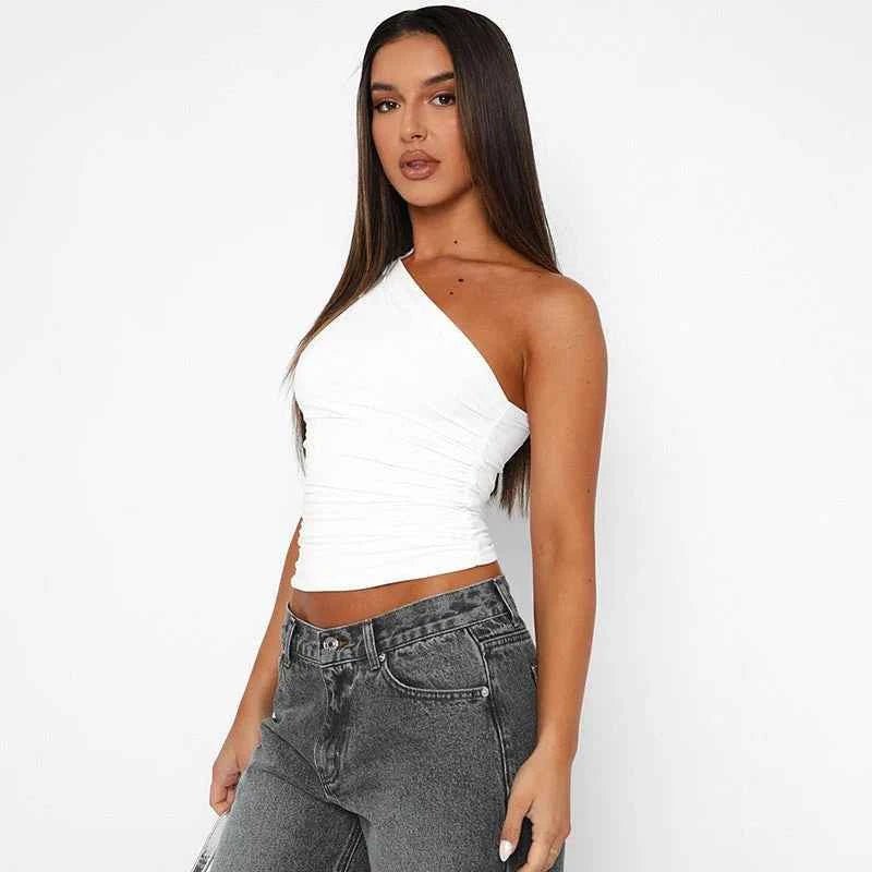 One-Shoulder Ruched Top for Elegant Statement Styling Looks