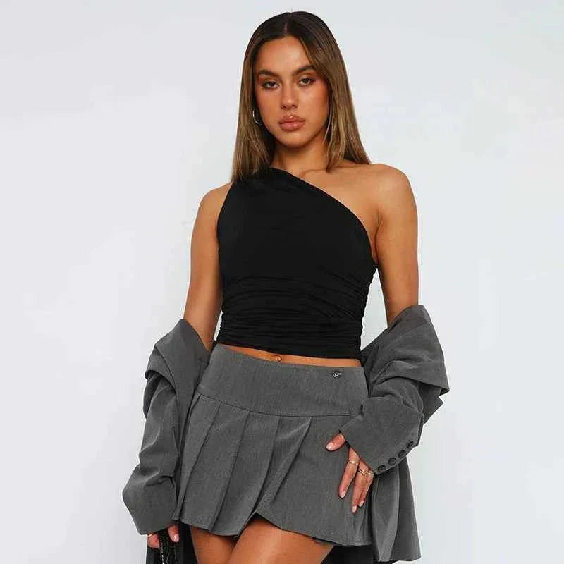 One-Shoulder Ruched Top for Elegant Statement Styling Looks